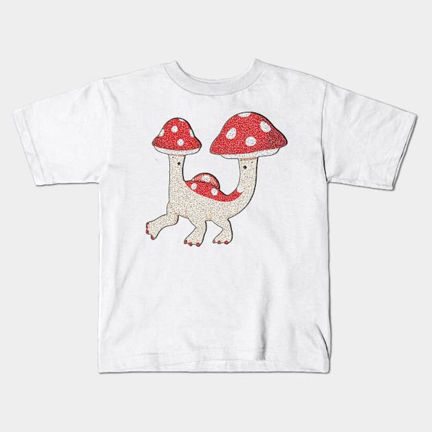 Red and White Mushroom Hat Brontosaurus A Simple Delight Kids T-Shirt by Artistic Design